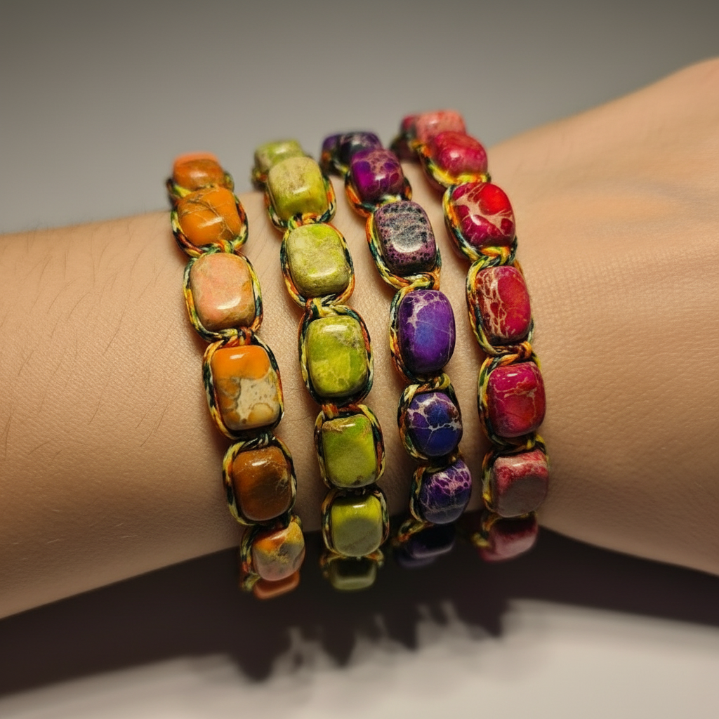 Handmade imperial jasper geometric natural stone bracelets