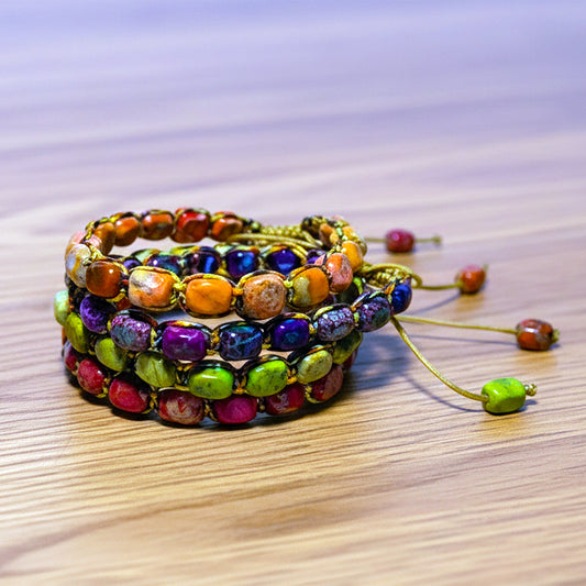Handmade imperial jasper geometric natural stone bracelets